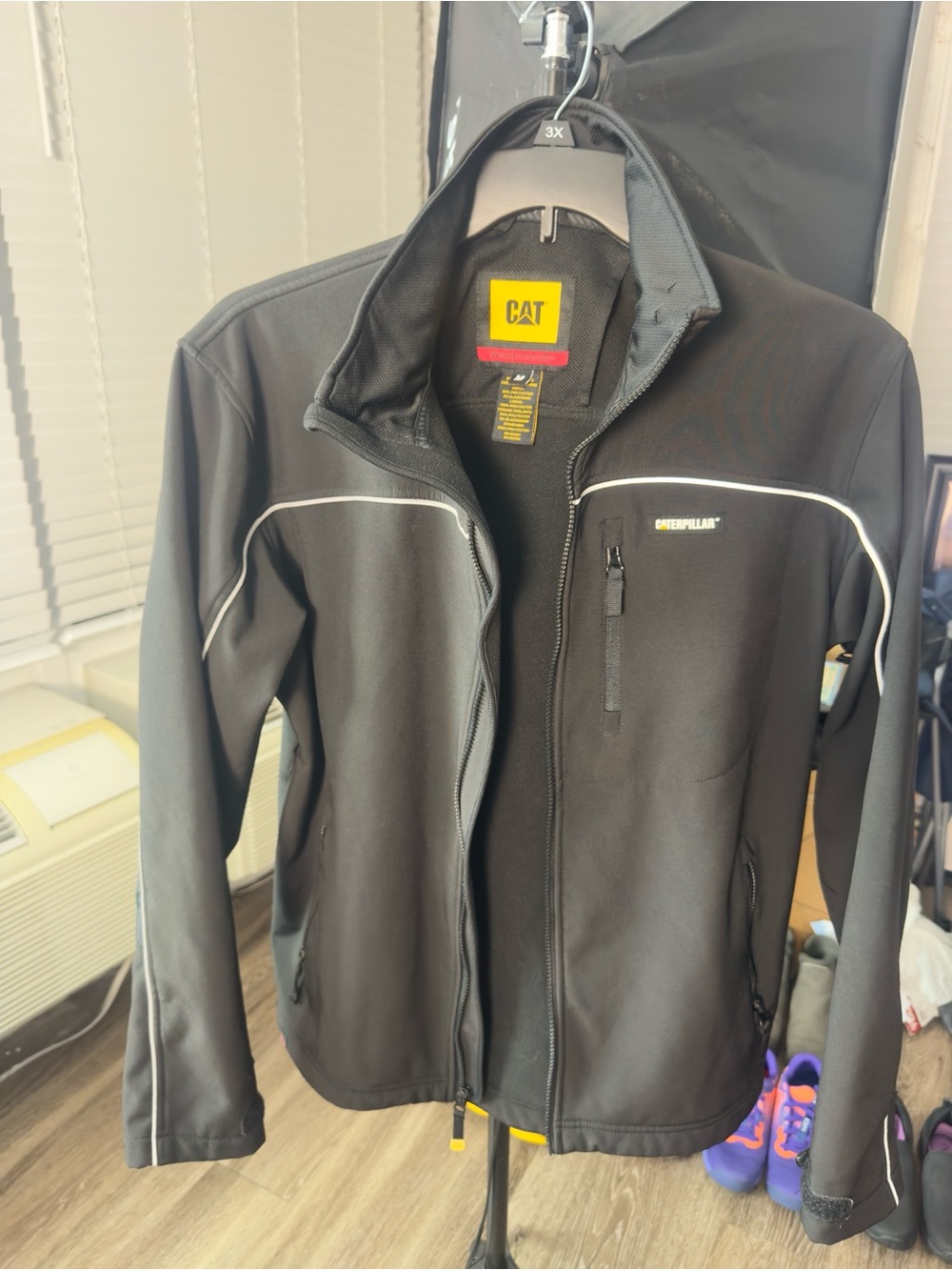 Caterpillar Black Performance Softshell Jacket with Reflective Piping